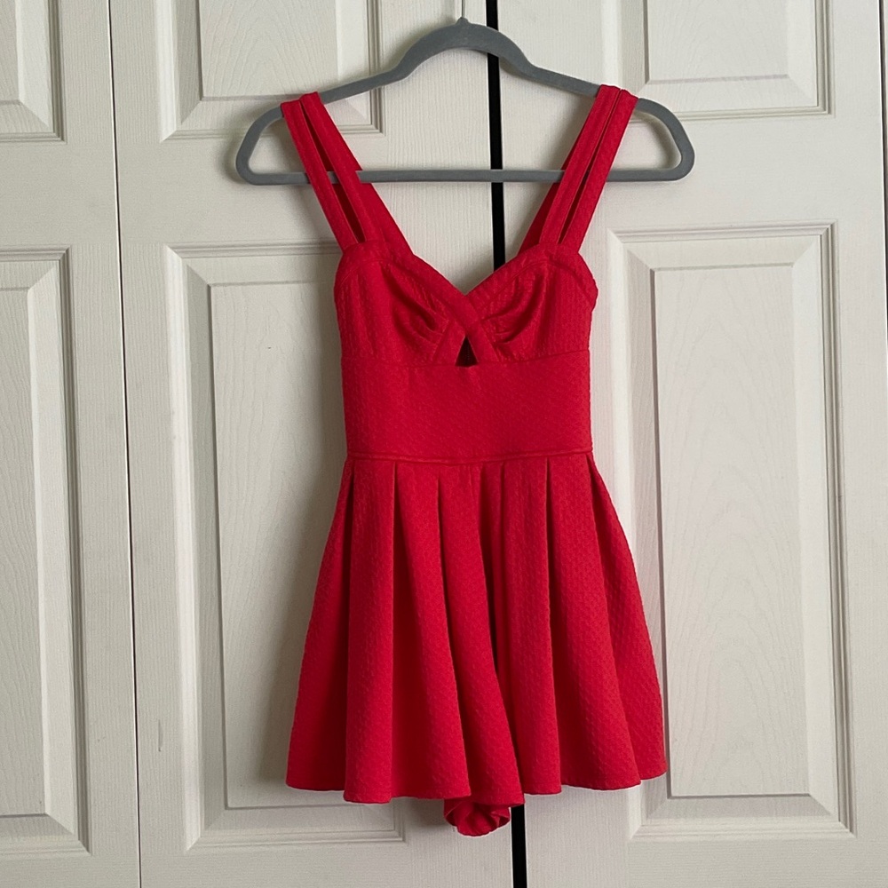 Red Statement Romper Dress